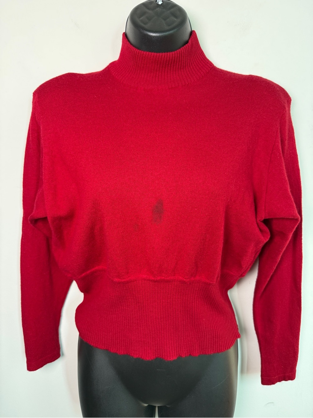 Yves Saint Laurent Rive Gauche Vintage Wool Mock Turtleneck Sweater Red Sz 38